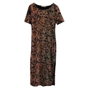 Peruvian Connection Paisley Print Midi dress Women’s Size Small Jersey Knit